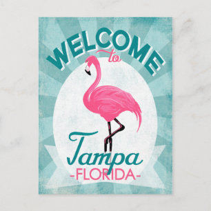 Tampa Florida Rosa Flamingo - Vintage Retro Reise Postkarte
