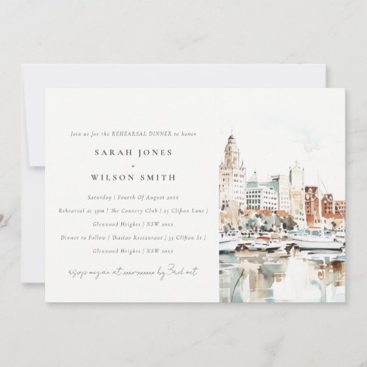 Tampa Florida Skyline Probe Abendessen Einladung (Vorderseite)