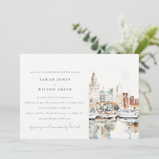 Tampa Florida Skyline Probe Abendessen Einladung (Stehend Vorderseite)