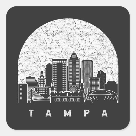 Tampa Florida Skyline Quadratischer Aufkleber (Vorderseite)