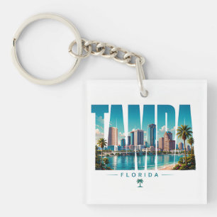 Tampa Florida Skyline Stadtname Küstenreise Schlüsselanhänger