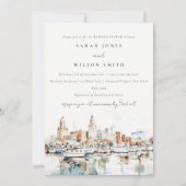 Tampa Florida Skyline Watercolor Polterabend Einladung (Vorderseite)