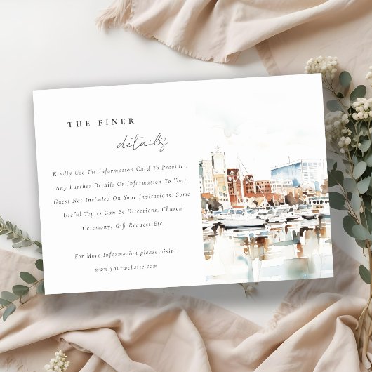 Tampa Florida Skyline Watercolor Wedding Details Begleitkarte