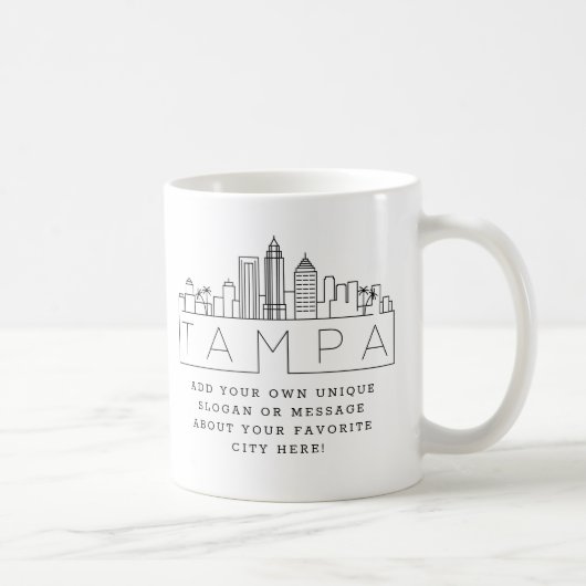 Tampa, Florida Stylized Skyline | Benutzerdefinier Kaffeetasse (Rechts)