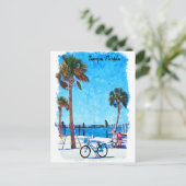 Tampa Florida Summer Watercolor Malerei Postkarte (Stehend Vorderseite)