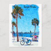 Tampa Florida Summer Watercolor Malerei Postkarte (Vorderseite)