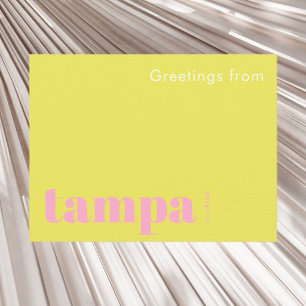 Tampa Florida typografisch gelb pink Postkarte