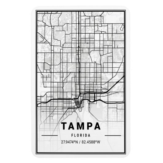 Tampa Florida USA Travel City Map Poster Magnet (Vertikal)