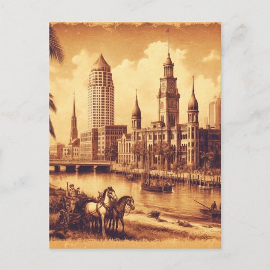 Tampa, Florida Vintage alte Malerei Reisen Postkarte (Vorderseite)