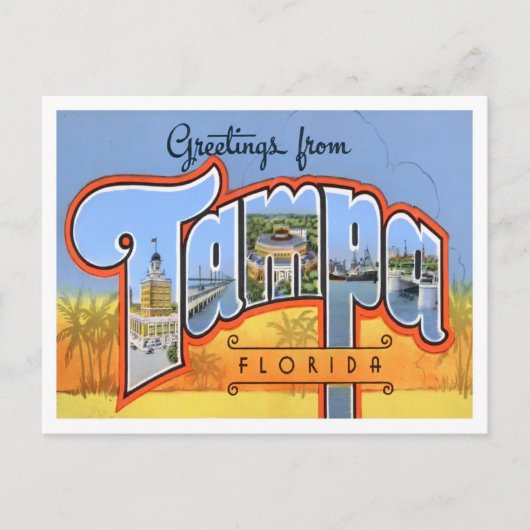 Tampa, Florida - Vintage Großbuchstaben Postkarte (Vorderseite)