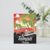 Tampa Florida Vintage Reiseplakat Postkarte (Stehend Vorderseite)
