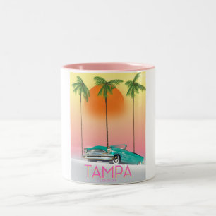 Tampa Florida Vintage Reiseposter Zweifarbige Tasse