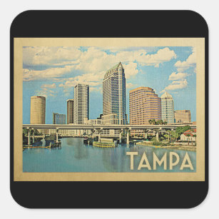 Tampa Florida Vintage Travel Quadratischer Aufkleber