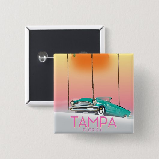 Tampa Florida Vintages Reiseplakat Button (Vorne & Hinten)