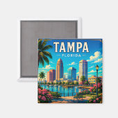🌴 Tampa Florida Wasserfront und Skyline Magnet (Vorderseite/Rückseite)
