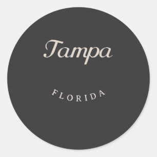 Tampa Florida White Schriftart Runder Aufkleber