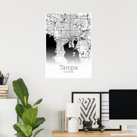 Tampa Map - Florida - City Map Poster (Heimbüro)