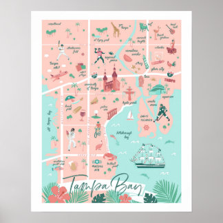 Tampa Map Print 16"x20" Poster