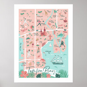 Tampa Map Print, 18"x24" Poster