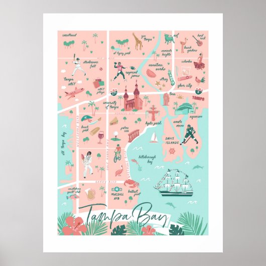 Tampa Map Print, 30"x40" Poster (Vorne)