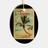 Tampa Palm Tree Vintage Travel Keramik Ornament (Hinten)