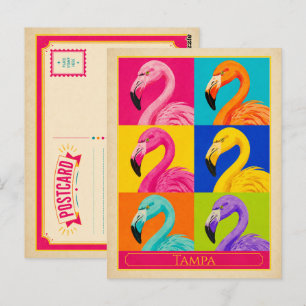 Tampa Postkarte Florida Flamingo Vintage Pop Art