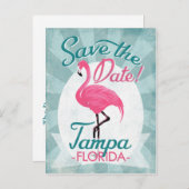 Tampa Save the Date Pink Flamingo Ankündigungspostkarte (Vorne/Hinten)
