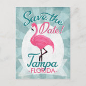 Tampa Save the Date Pink Flamingo Ankündigungspostkarte (Vorderseite)