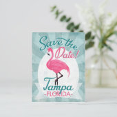 Tampa Save the Date Pink Flamingo Ankündigungspostkarte (Stehend Vorderseite)