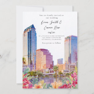 Tampa Skyline Aquarell-Hochzeitseinladung Einladung