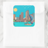 Tampa Skyline Florida USA Quadratischer Aufkleber (Tasche)