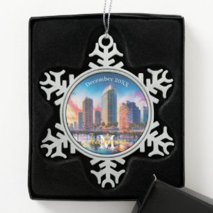 Tampa Skyline Snowflake Pewter Weihnachtsschmuck Schneeflocken Zinn-Ornament