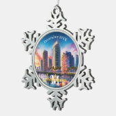 Tampa Skyline Snowflake Pewter Weihnachtsschmuck Schneeflocken Zinn-Ornament (Rechts)