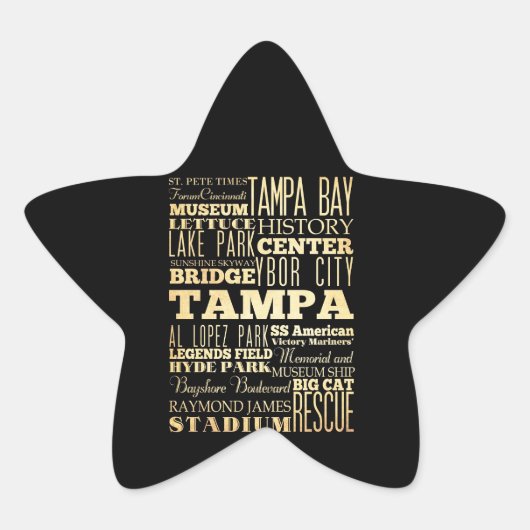 Tampa Stadt Florida Staat Typografie Stern-Aufkleber (Vorderseite)