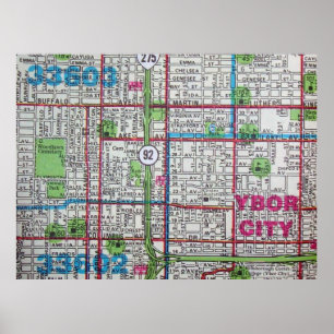 Tampa, Vintages Karten-Plakat Floridas Poster