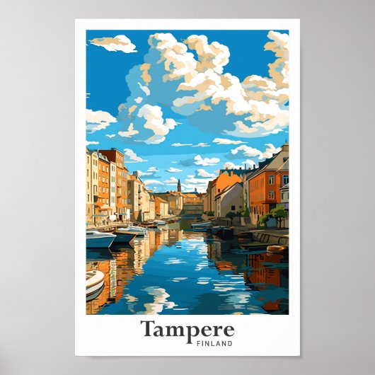 Tampere Finnland Vintage Illustration Poster (Vorne)