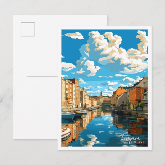 Tampere Finnland Vintage Illustration Postkarte (Vorne/Hinten)