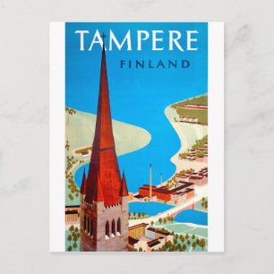Tampere, Stadt und Bucht, Finnland, Vintage-Reise Postkarte