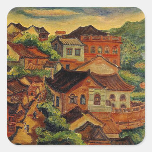 Tamsui & Chen Cheng-Po /Taiwan vintage Kunst Quadratischer Aufkleber