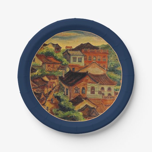Tamsui & Chen Cheng Po/Taiwan Vintages Kunstpapier Pappteller (Vorderseite)