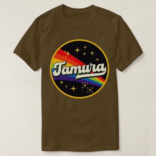 Tamura Regenbogen im Weltraum Vintager Stil T-Shirt (Design vorne)