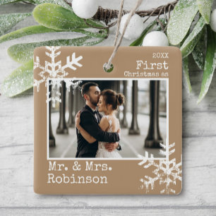 Tan 1. Weihnachten Mr. & Mrs. Foto Keramikornament