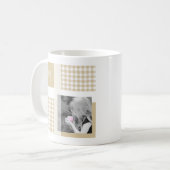 Tan Add your Foto Gingham Modern Brown Monogram Kaffeetasse (Vorderseite Links)