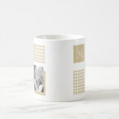 Tan Add your Foto Gingham Modern Brown Monogram Kaffeetasse (Mittel)