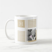 Tan Add your Foto Gingham Modern Brown Monogram Kaffeetasse (Links)