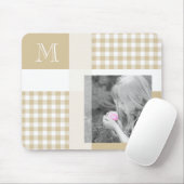 Tan Add your Foto Gingham Modern Brown Monogram Mousepad (Mit Mouse)