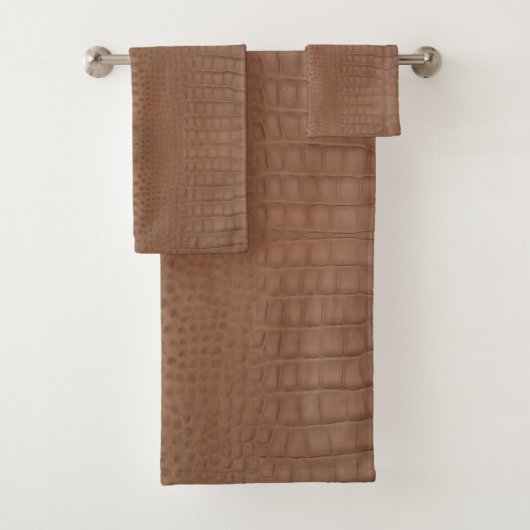 Tan Alligator Textur Print Badhandtuch Set (Insitu)