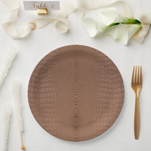 Tan Alligator Textur Print Pappteller (Hochzeit)