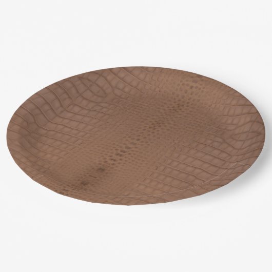 Tan Alligator Textur Print Pappteller (Schrägansicht)