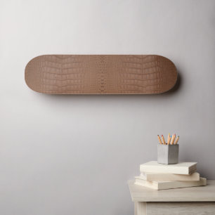 Tan Alligator Textur Print Skateboard